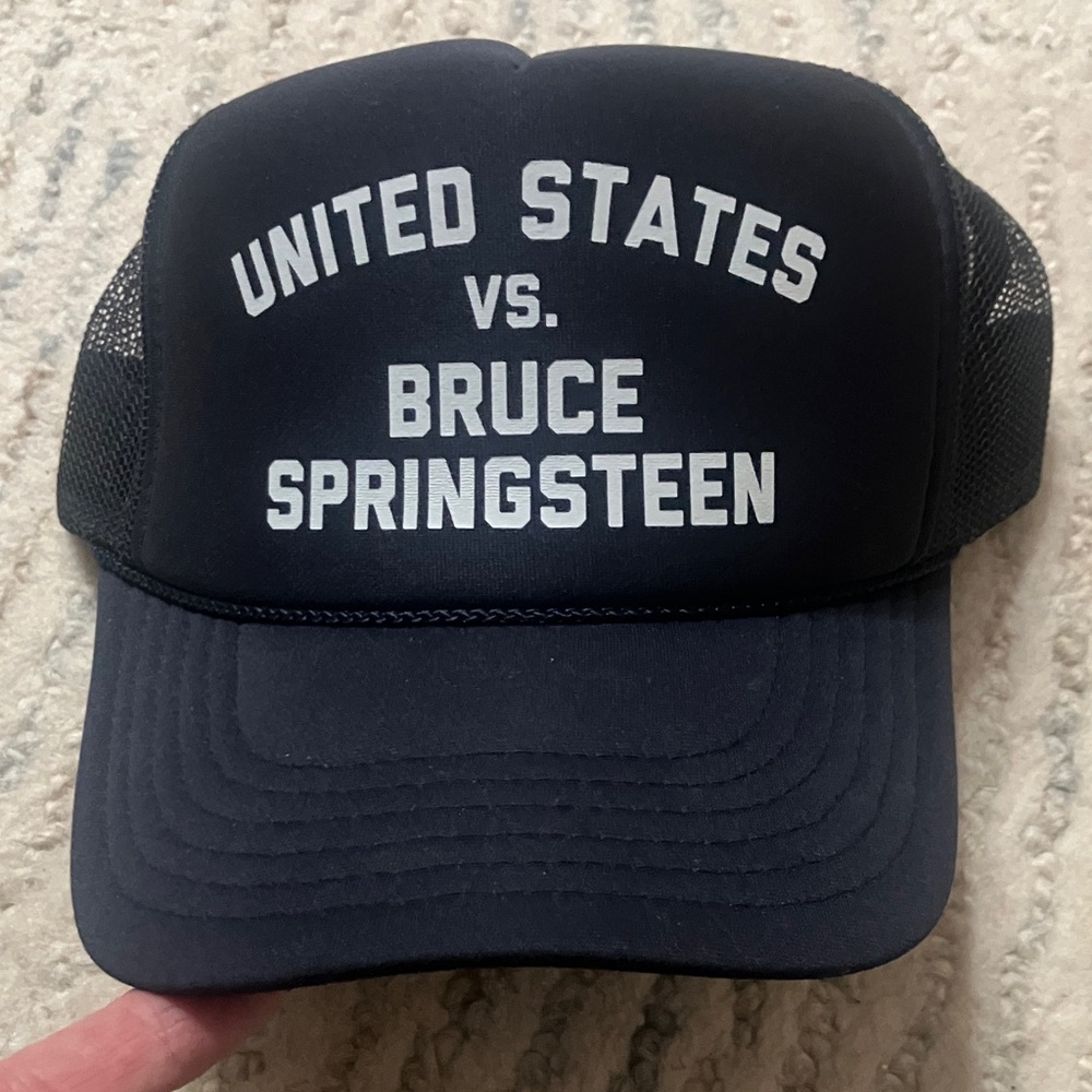 Navy Blue Trucker Hat with White Text
